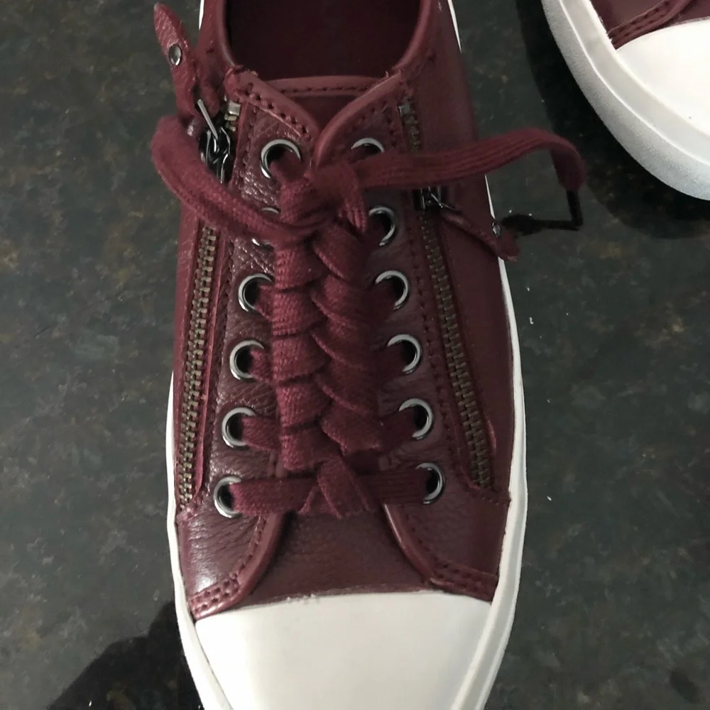 Coach Leather Sneakers with Zippers Burgundy NWT - Picture 2 of 6